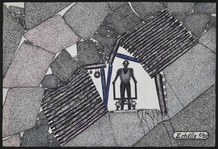 Voie de tête, taille chassante + coupage du mur, traverse horizontale, grosses pressions des terrains.