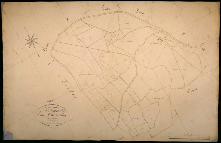 Saint-Franchy, cadastre ancien : plan parcellaire de la section C dite du Bourg, feuille 5
