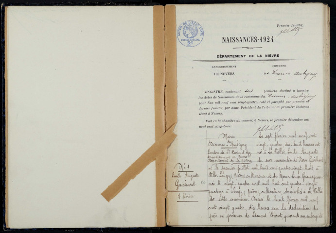 Diennes-Aubigny : actes d'état civil.