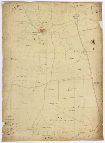 Beaumont-Sardolles, cadastre ancien : plan parcellaire de la section A dite du Grand Lugues, feuille 2