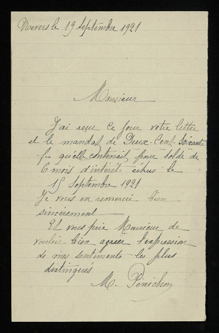 PÉNICHON, à Nevers : 2 lettres.