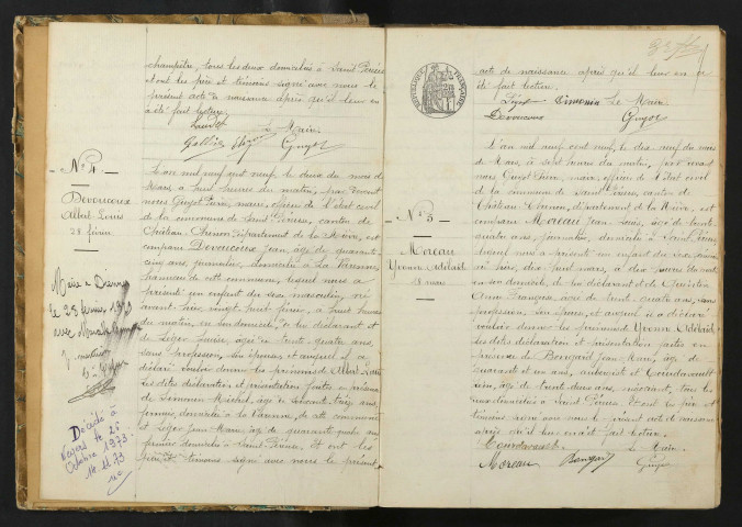 Saint-Péreuse : actes d'état civil.