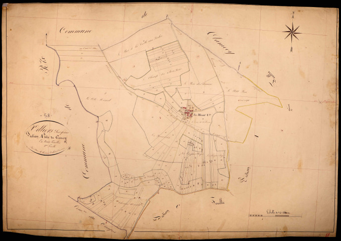 Villiers-sur-Yonne, cadastre ancien : plan parcellaire de la section A dite de Cuncy, feuille 3