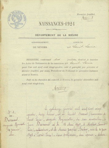 Saint-Seine : actes d'état civil.