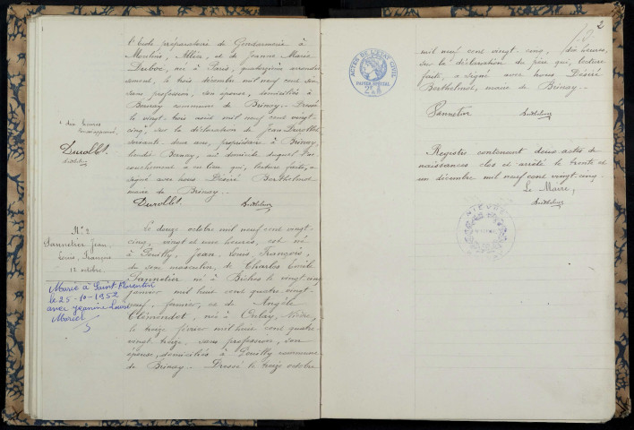 Brinay : actes d'état civil.