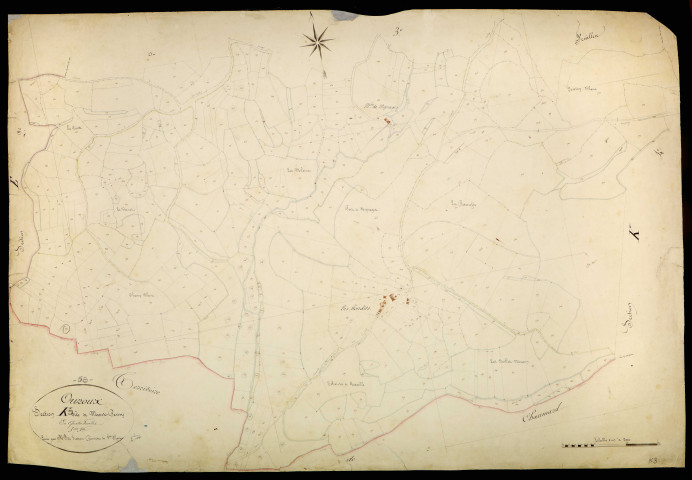 Ouroux-en-Morvan, cadastre ancien : plan parcellaire de la section K dite de Montpensy, feuille 3