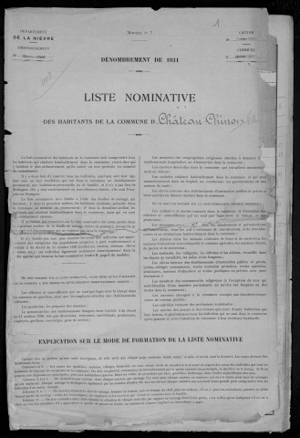 Château-Chinon Ville : recensement de 1931