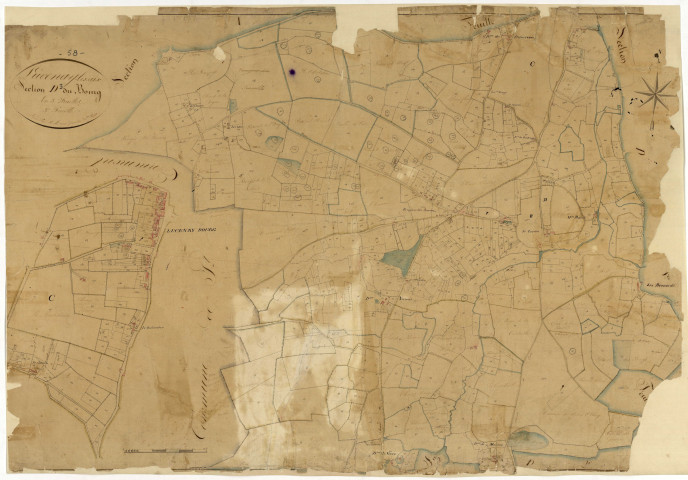 Lucenay-lès-Aix, cadastre ancien : plan parcellaire de la section D dite du Bourg, feuille 3