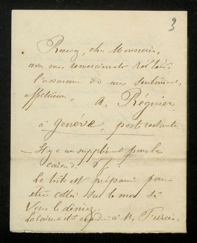 RÉGNIER (Antony), peintre (1835-1909) : 1 lettre.