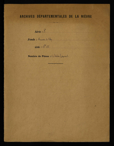 Recueil de lièves terrier. - « Rolle des habitans de la baronnie de Vitry qui doivent chacun [an] quatre coupes et demy d'aveine et deux courvées de fener et vandanger pour le droit de blerie, vaines pastures et à cause du feu, pour l'année 1692. »