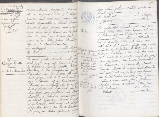 Saint-Quentin-sur-Nohain : actes d'état civil.