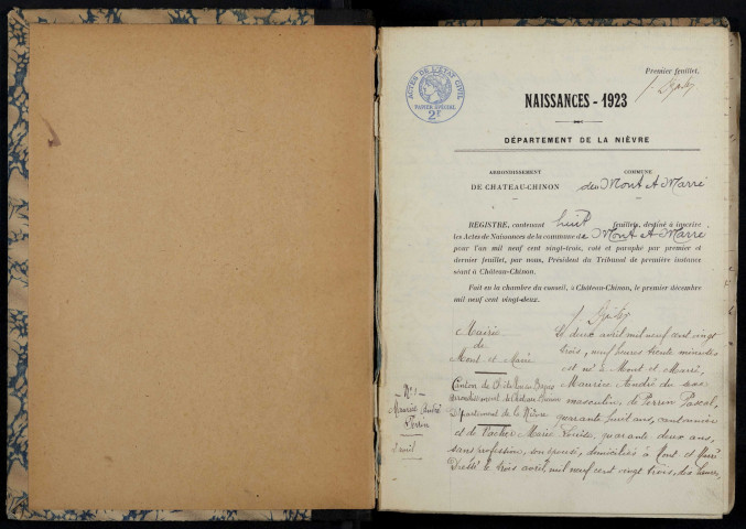 Mont-et-Marré : actes d'état civil.