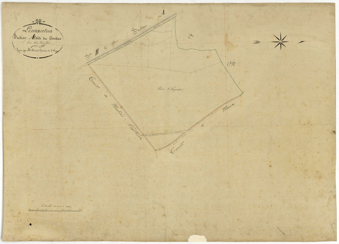 Limanton, cadastre ancien : plan parcellaire de la section A dite de Cordier, feuille 1