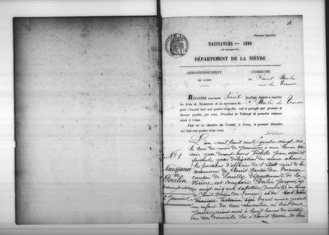 Saint-Martin-sur-Nohain : actes d'état civil.