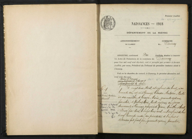 Tannay : actes d'état civil.