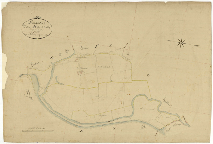 Limanton, cadastre ancien : plan parcellaire de la section F dite d'Arcilly, feuille 1