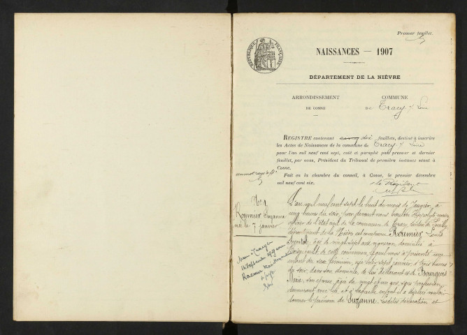 Tracy-sur-Loire : actes d'état civil.