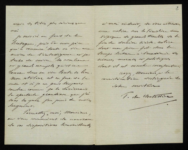 CHATELLIER (Paul du), peintre à Pont-l'Abbé (Finistère) (né en 1833) : 7 lettres.