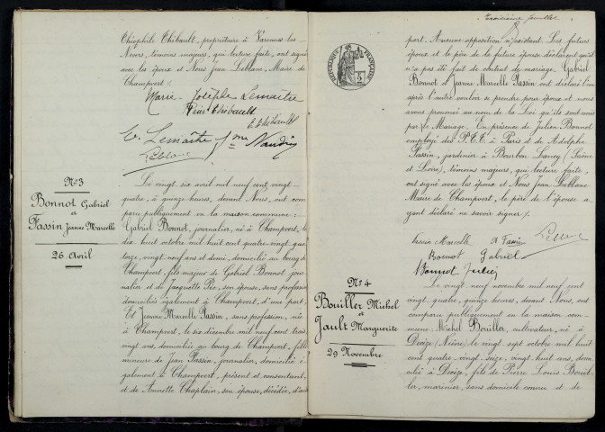 Champvert : actes d'état civil.