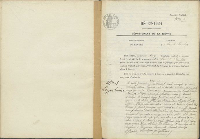 Saint-Saulge : actes d'état civil (décès).