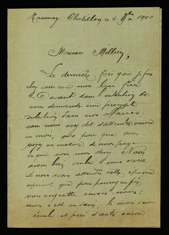 HUGON (Joseph), à Saint-Aubin-les-Forges et Tamnay-en-Bazois (Nièvre) : 3 lettres.
