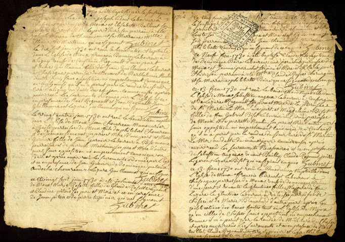 Moux-en-Morvan : registres paroissiaux.