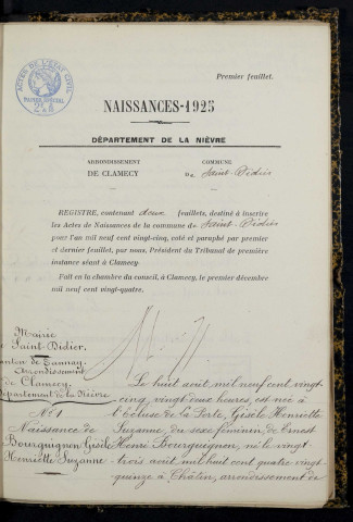 Saint-Didier : actes d'état civil.