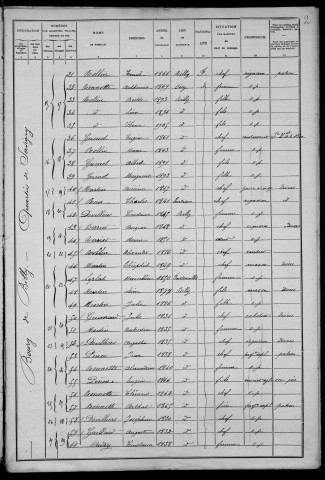 Billy-sur-Oisy : recensement de 1906
