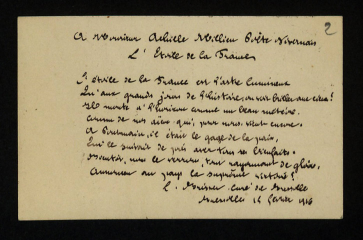 BRISSET (Louis), curé de Bressolles (Allier) : 2 lettres, manuscrit.
