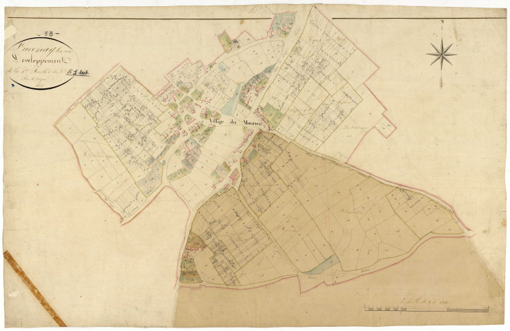 Lucenay-lès-Aix, cadastre ancien : plan parcellaire de la section B dite du Mouroux, feuille 1, développement