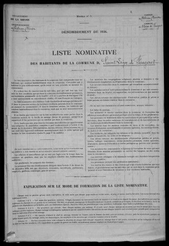 Saint-Léger-de-Fougeret : recensement de 1936