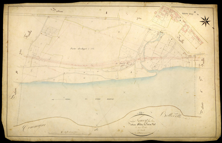Neuvy-sur-Loire, cadastre ancien : plan parcellaire de la section D dite du Port du Val, feuille 1