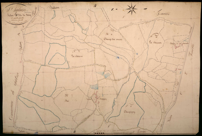 Saint-Hilaire-en-Morvan, cadastre ancien : plan parcellaire de la section B dite du Bourg, feuille 2