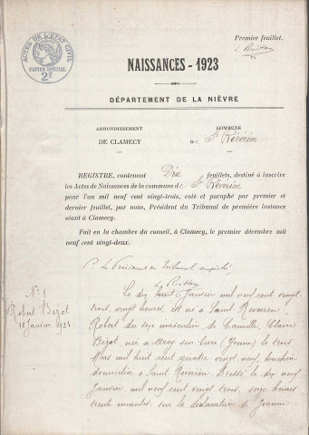 Saint-Révérien : actes d'état civil.