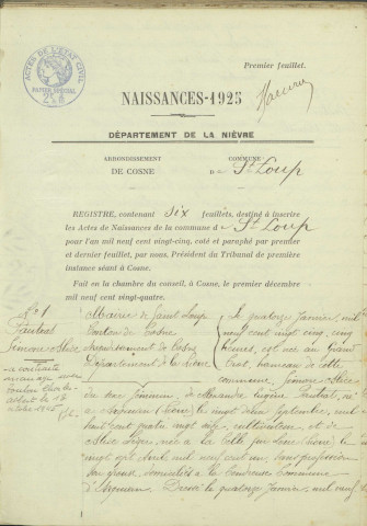 Saint-Loup : actes d'état civil.