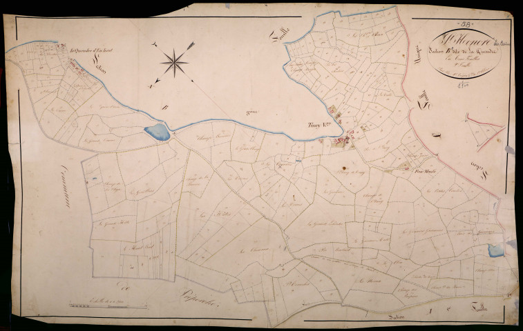 Saint-Honoré-les-Bains, cadastre ancien : plan parcellaire de la section B dite de la Queudre, feuille 2