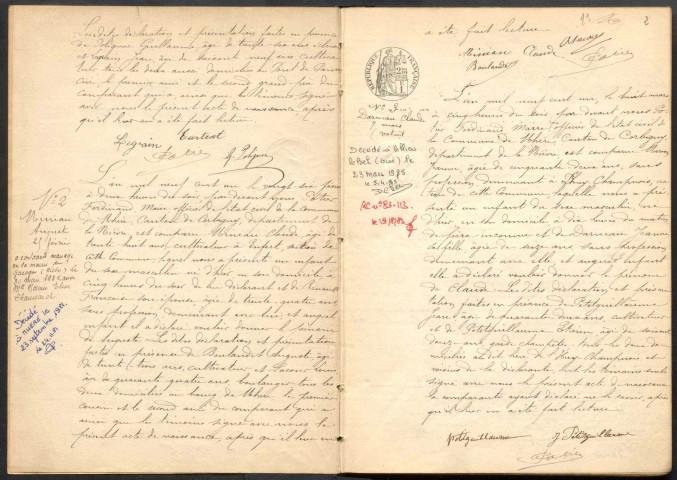 Mhère : actes d'état civil.