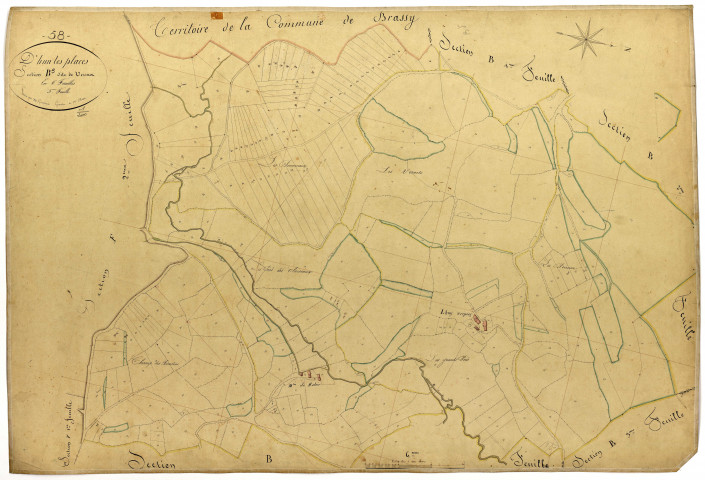 Dun-les-Places, cadastre ancien : plan parcellaire de la section B dite de Vermot, feuille 5