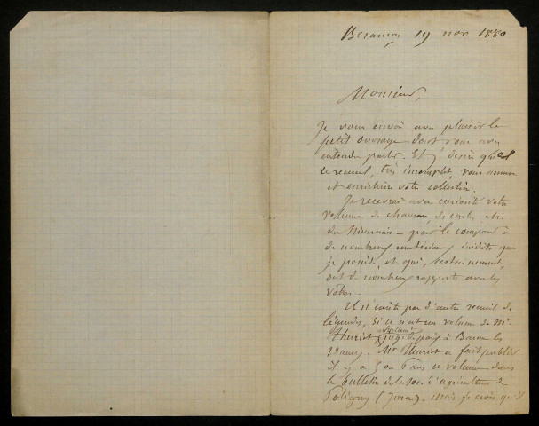 PERRON (Ch.), médecin et folkloriste à Besançon : 1 lettre.