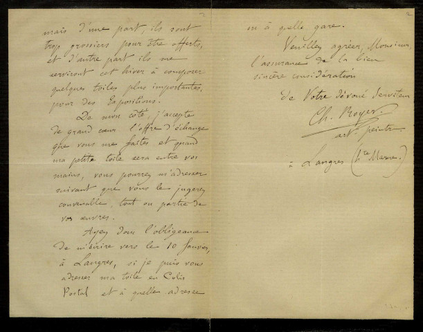 ROYER (Charles), peintre, conservateur du musée de Langres (Haute-Marne) : 35 lettres, 1 carte postale illustrée.