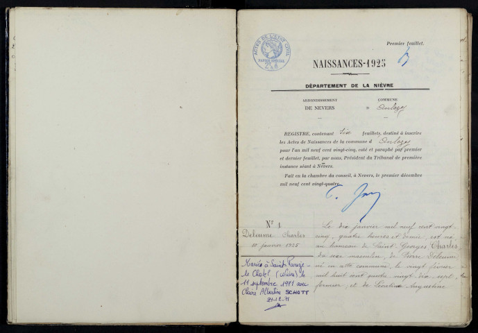 Anlezy : actes d'état civil.