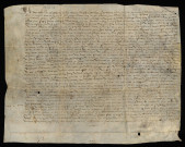 Biens et droits. - Foncier (pré de Rys) en la paroisse de Varennes-lès-Nevers (Varennes-Vauzelles) partant avec Cotignon secrétaire du duc de Nevers, vente par Mornay et Bourdier sa femme au sergent Charpy et à Perrette Guyot sa femme : copie du contrat du 8 décembre 1571.