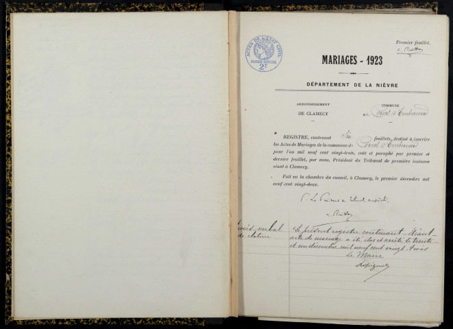 Corvol-d'Embernard : actes d'état civil.