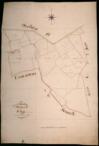 Saint-Jean-aux-Amognes, cadastre ancien : plan parcellaire de la section C dite de la Prairie de Cougny, feuille 1