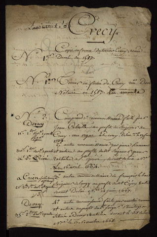 Fief de Crécy en la paroisse Saint-Aré de Decize : terrier.