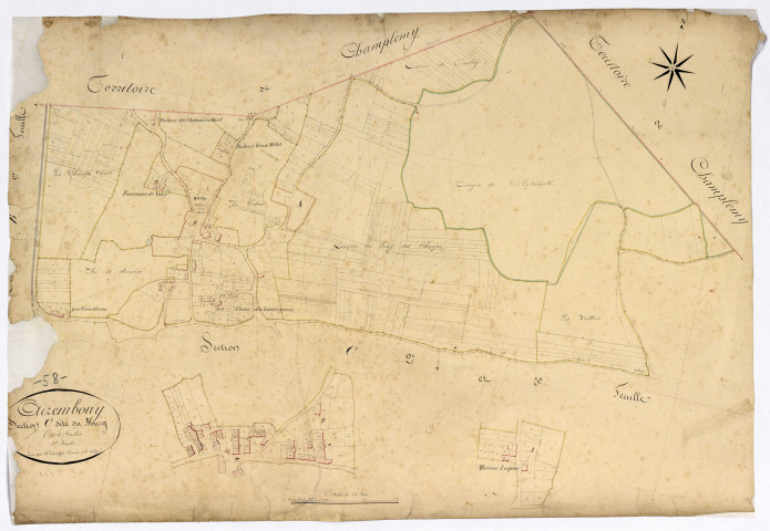 Arzembouy, cadastre ancien : plan parcellaire de la section C dite du Bourg, feuille 1