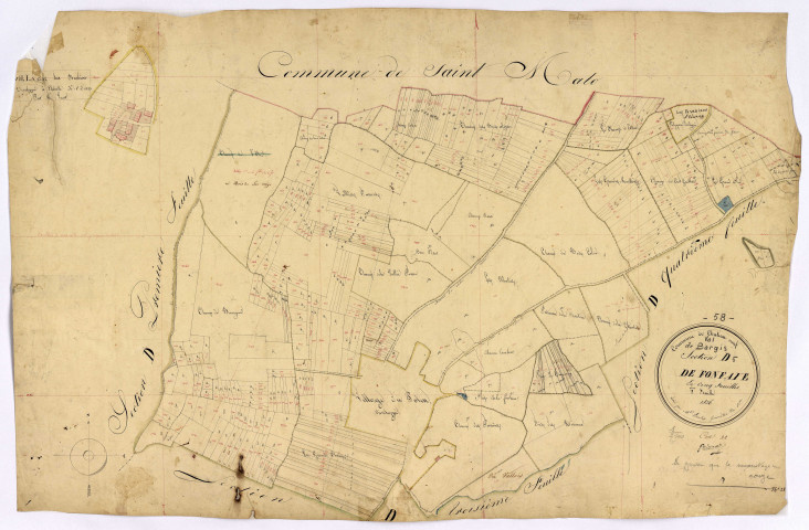 Châteauneuf-Val-de-Bargis, cadastre ancien : plan parcellaire de la section D dite de Fonfaye, feuille 5