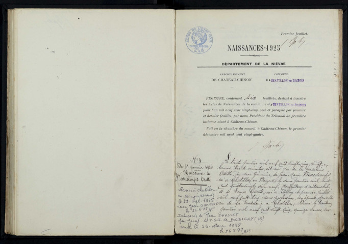 Châtillon-en-Bazois : actes d'état civil.