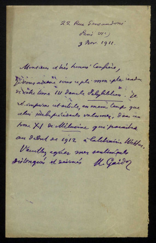 GAIDOZ (Henri), professeur et folkloriste (1842-1932) : 3 lettres.