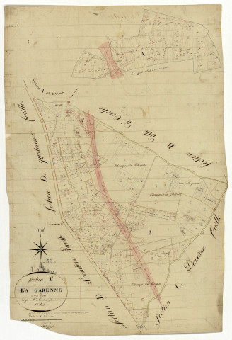 La Marche, cadastre ancien : plan parcellaire de la section C dite de la Garenne, feuille 1